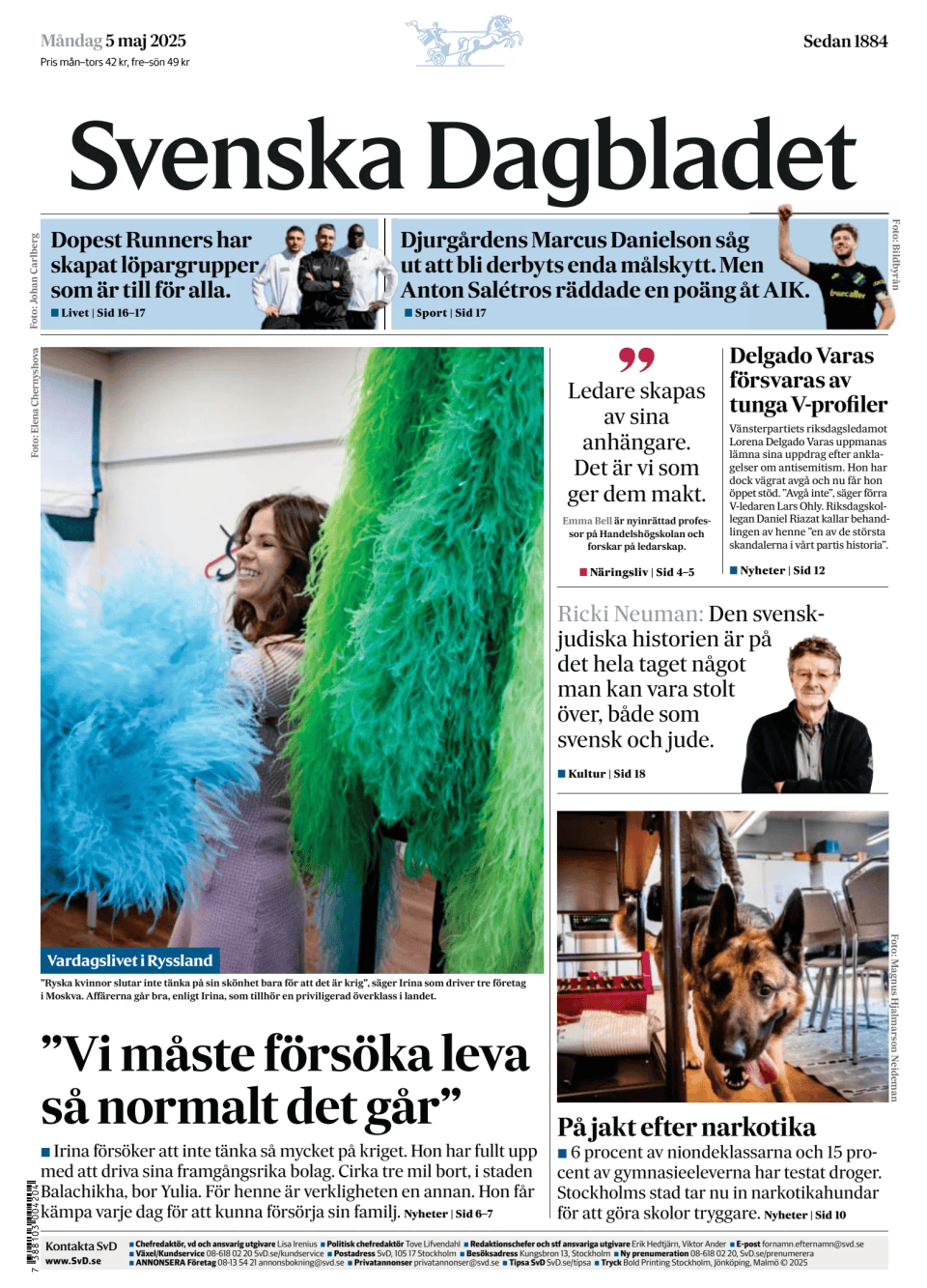 Prima-pagina-Svenska Dagbladet-edizione-di-oggi-20250505